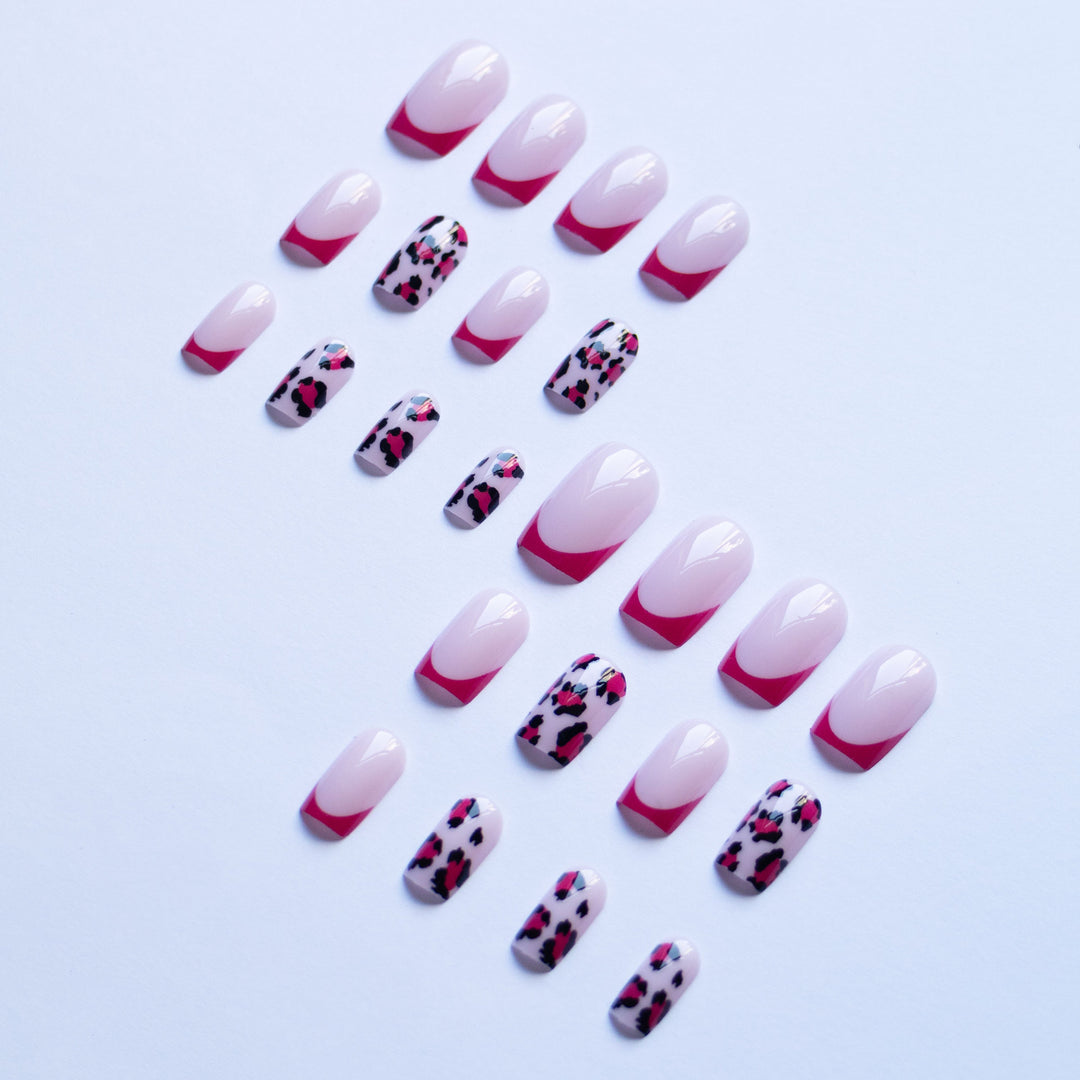 Artistic Leopard and French Tip Nail Art