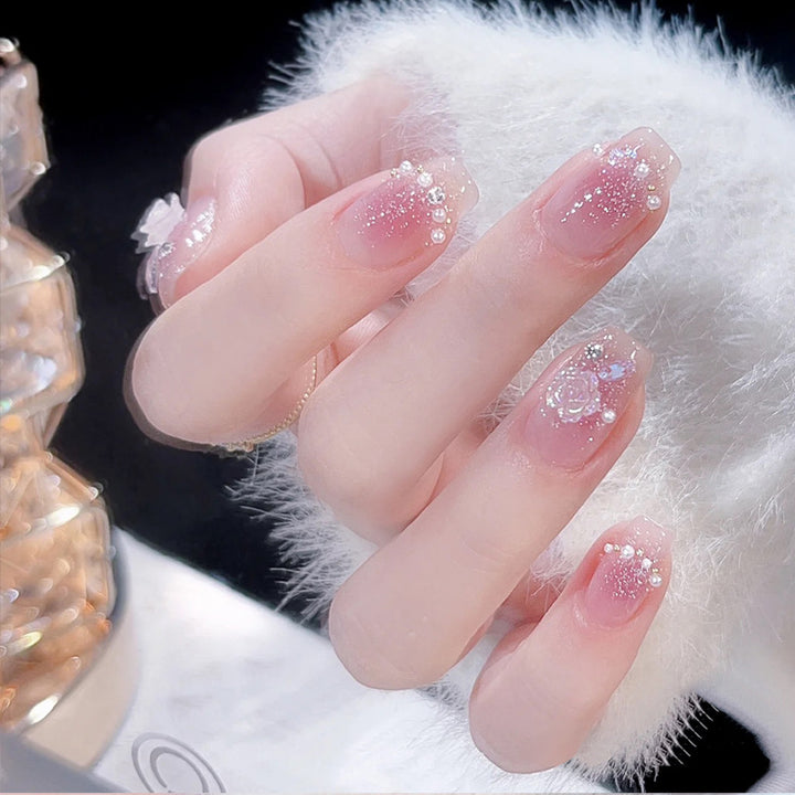 Decorative Stiletto Press-On Nails with Gemstone Accents Kalsten