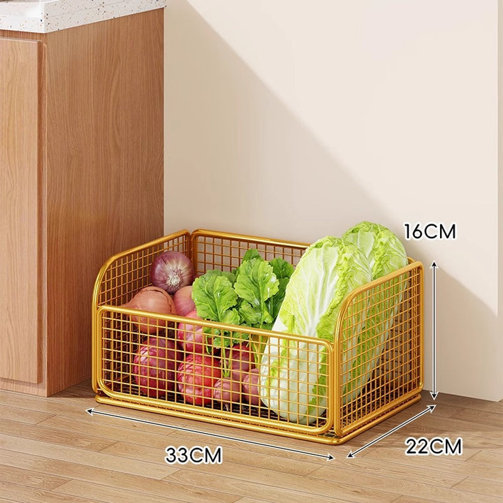 Compact Rolling Mesh Pantry Organizer Cart with Deep Ventilated Baskets and Locking Casters