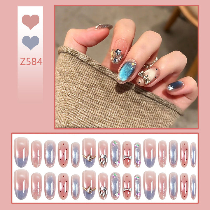 Art nails in elegant premium design with rhinestone and glitter elements Kalsten