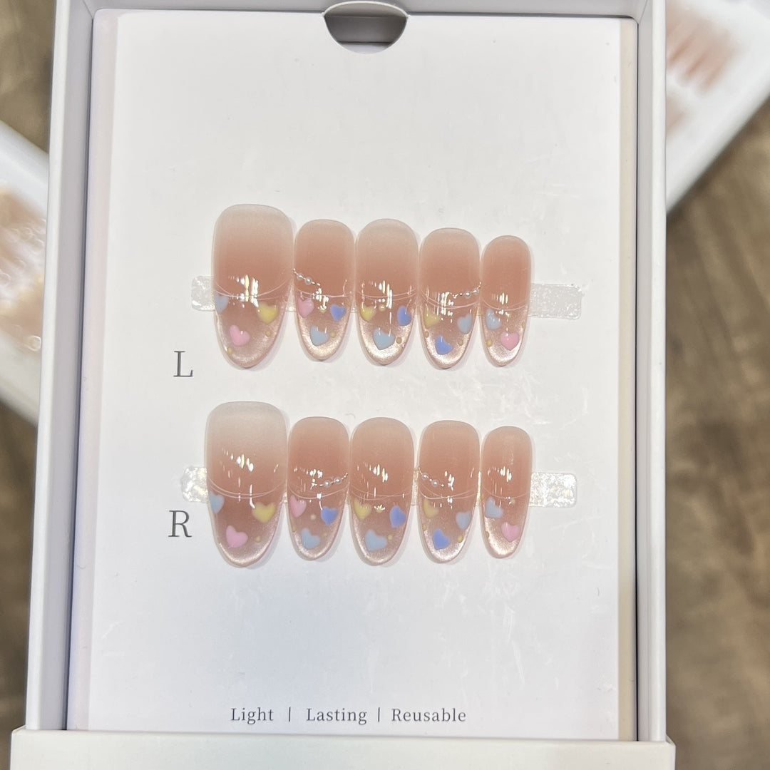 Heart-Themed Stiletto Press-On Nail Set Kalsten