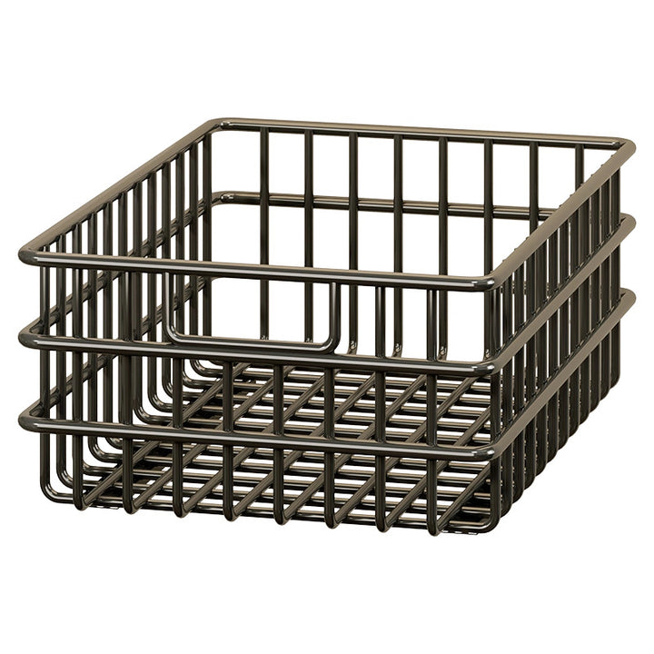 Stackable Metal Grid Pantry Storage Basket with Open Ventilated Frame and Integrated Carry Lip