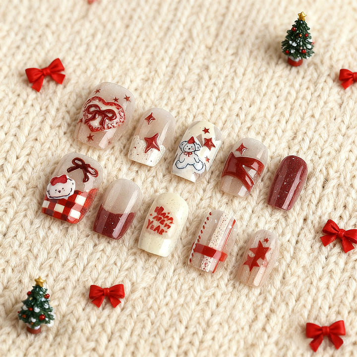 Festive Winter-Themed Press-On Nails Kalsten