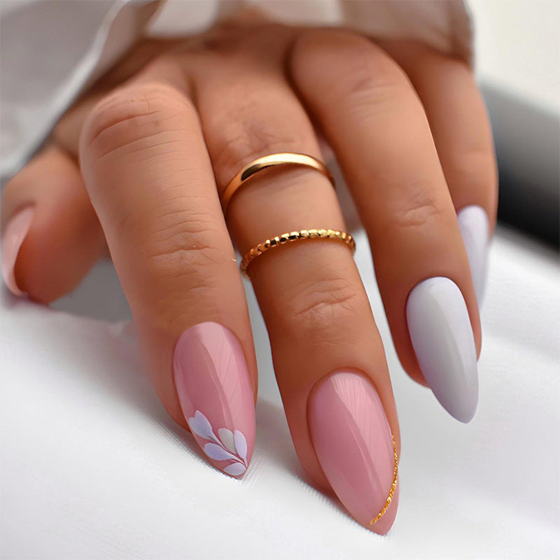 Artistic Press-On Nail Set with Gold Accent Designs kalsten