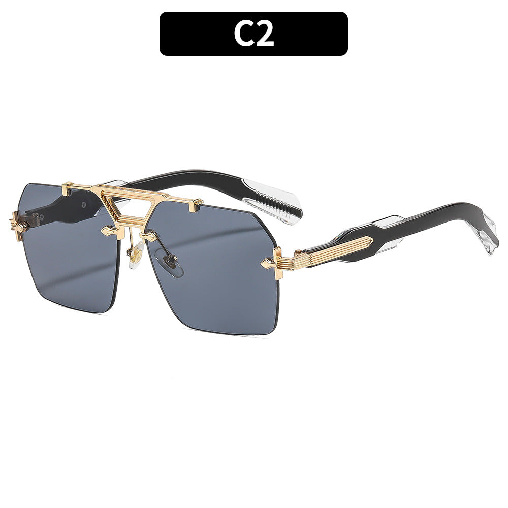 Geometric Aviator Sunglasses with Unique Accent Details
