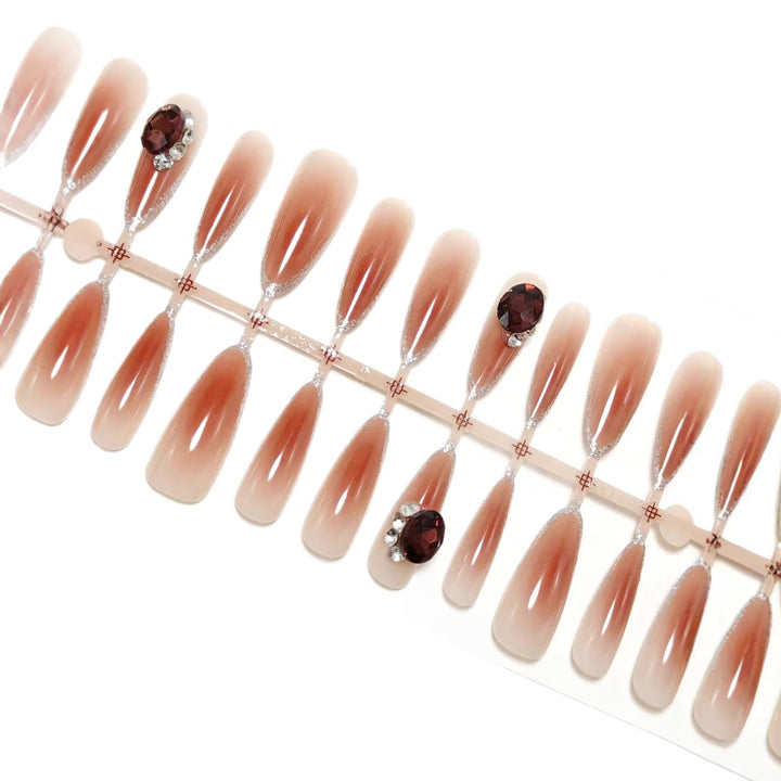 Elegant Artificial Nails with Shimmering Gradient and Sparkling Accents Kalsten