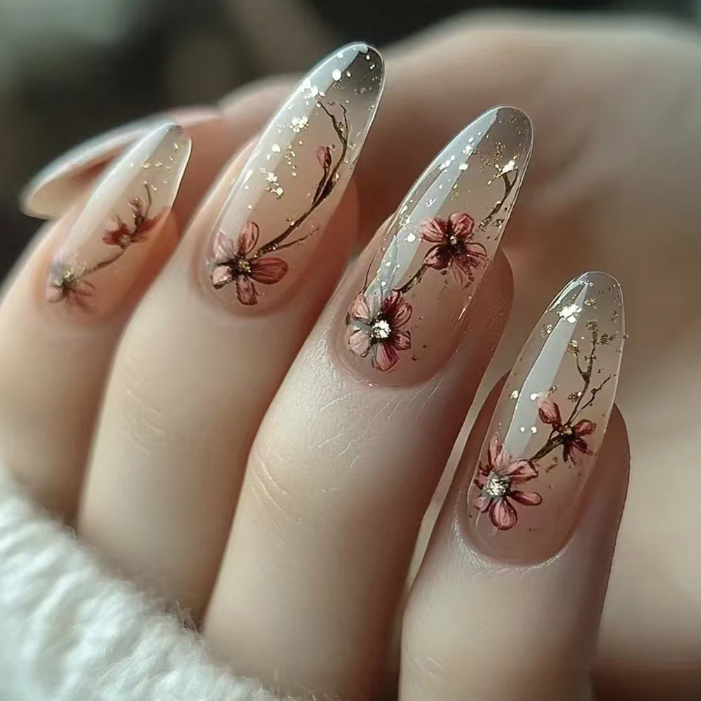 Artistic Floral Press-On Nail Set Kalsten