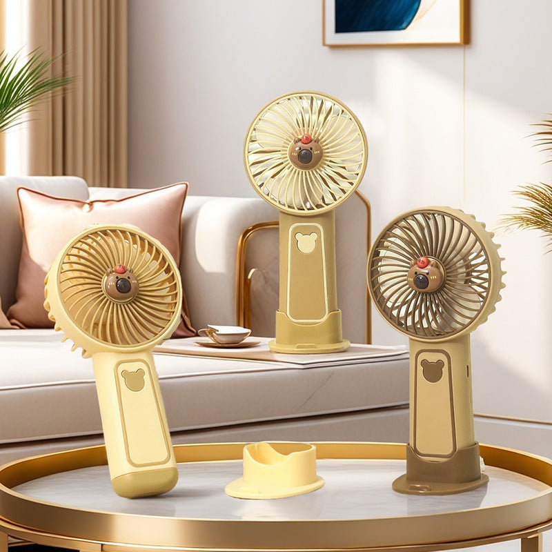 Unisex portable hand fan with bear motif and charging station Kalsten