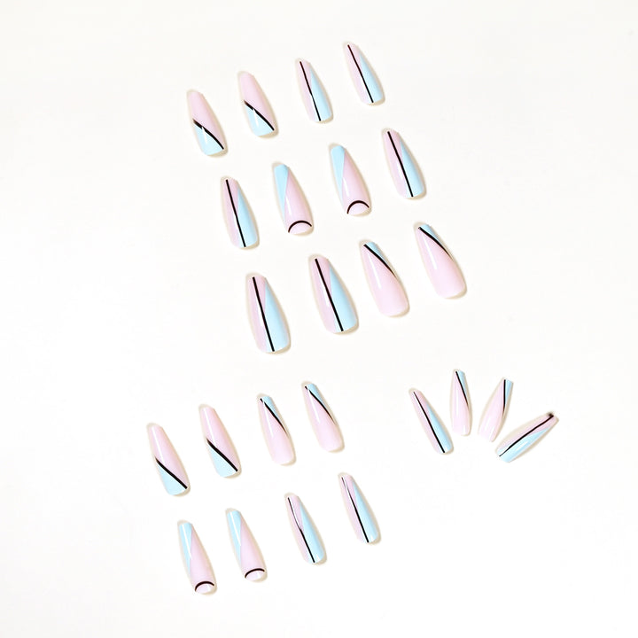 Artistic acrylic nails with geometric design Kalsten