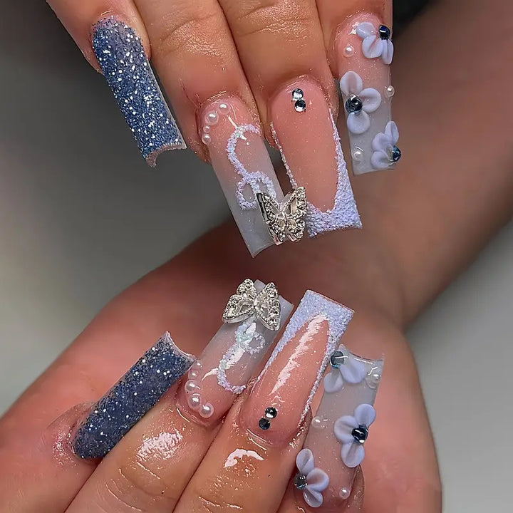 Decorative 3D Floral Press-On Nail Art Kalsten
