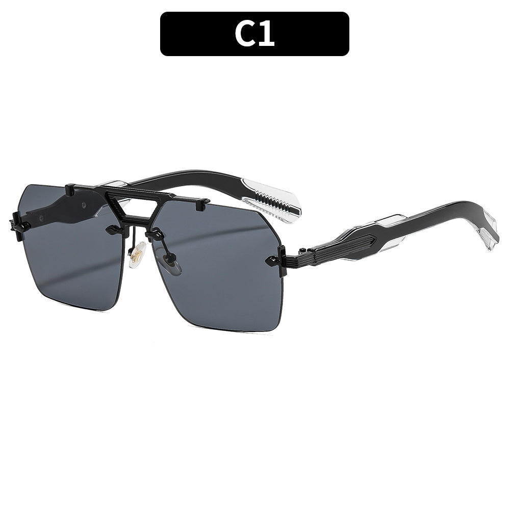 Geometric Aviator Sunglasses with Unique Accent Details