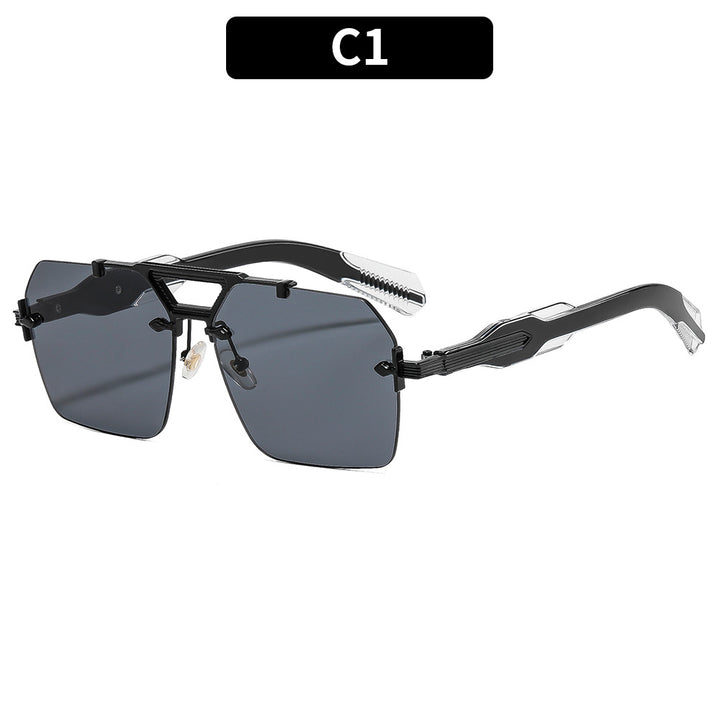 Geometric Aviator Sunglasses with Unique Accent Details