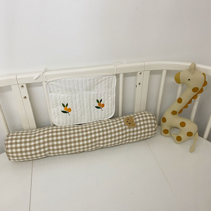 Long Gingham Crib Bolster Pillow for Nursery Support