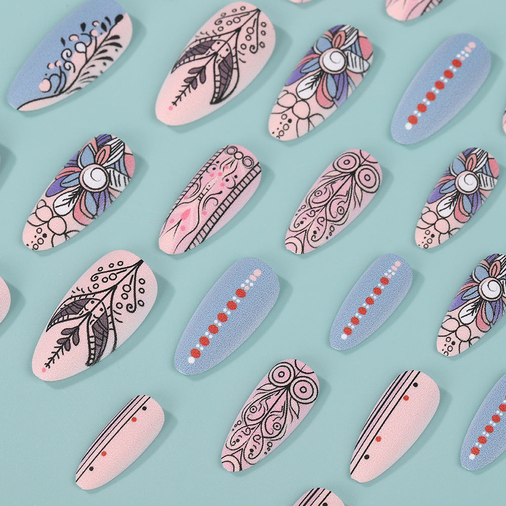 Creative Nail Art Set with Hand-Drawn Patterns Kalsten