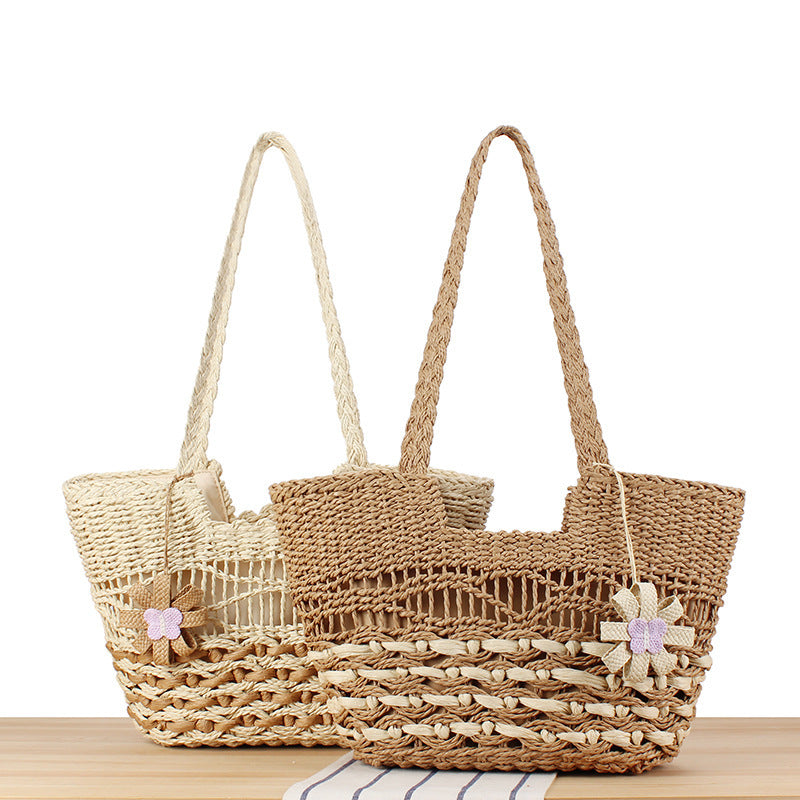 Elegant Beach Bag with Handwoven Basket Pattern Kalsten