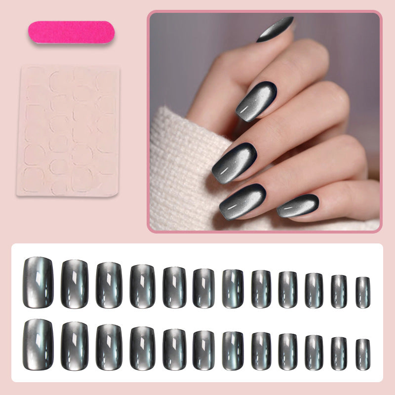 Artificial nail set with glamorous black glitter accents Kalsten