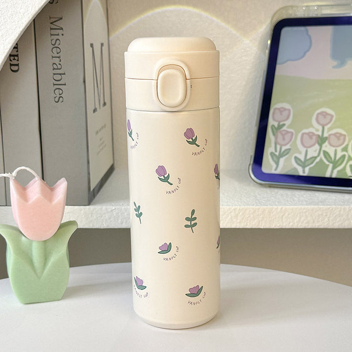 Women Insulated Water Bottle with Elegant Flower Design Kalsten