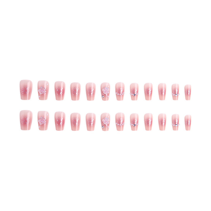Artificial nail set with sparkling glitter and pearl decorations Kalsten