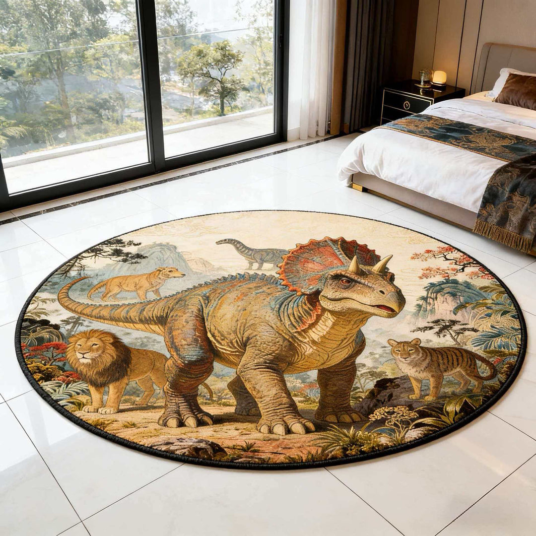 Artistic Tiger-Themed Round Area Rug