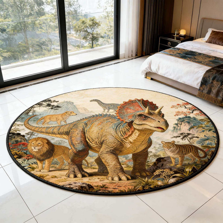 Artistic Tiger-Themed Round Area Rug