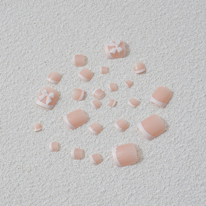 Artificial nail set with romantic bow motifs Kalsten