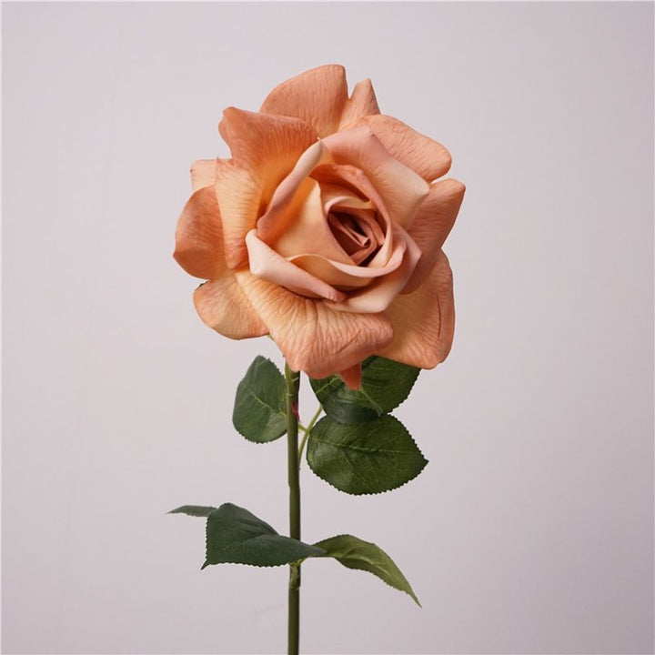 Lifelike Artificial Rose Stem with Green Foliage