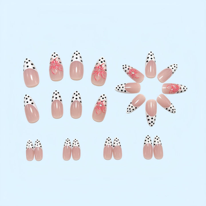 Artificial nails with floral accent and elegant tip Kalsten