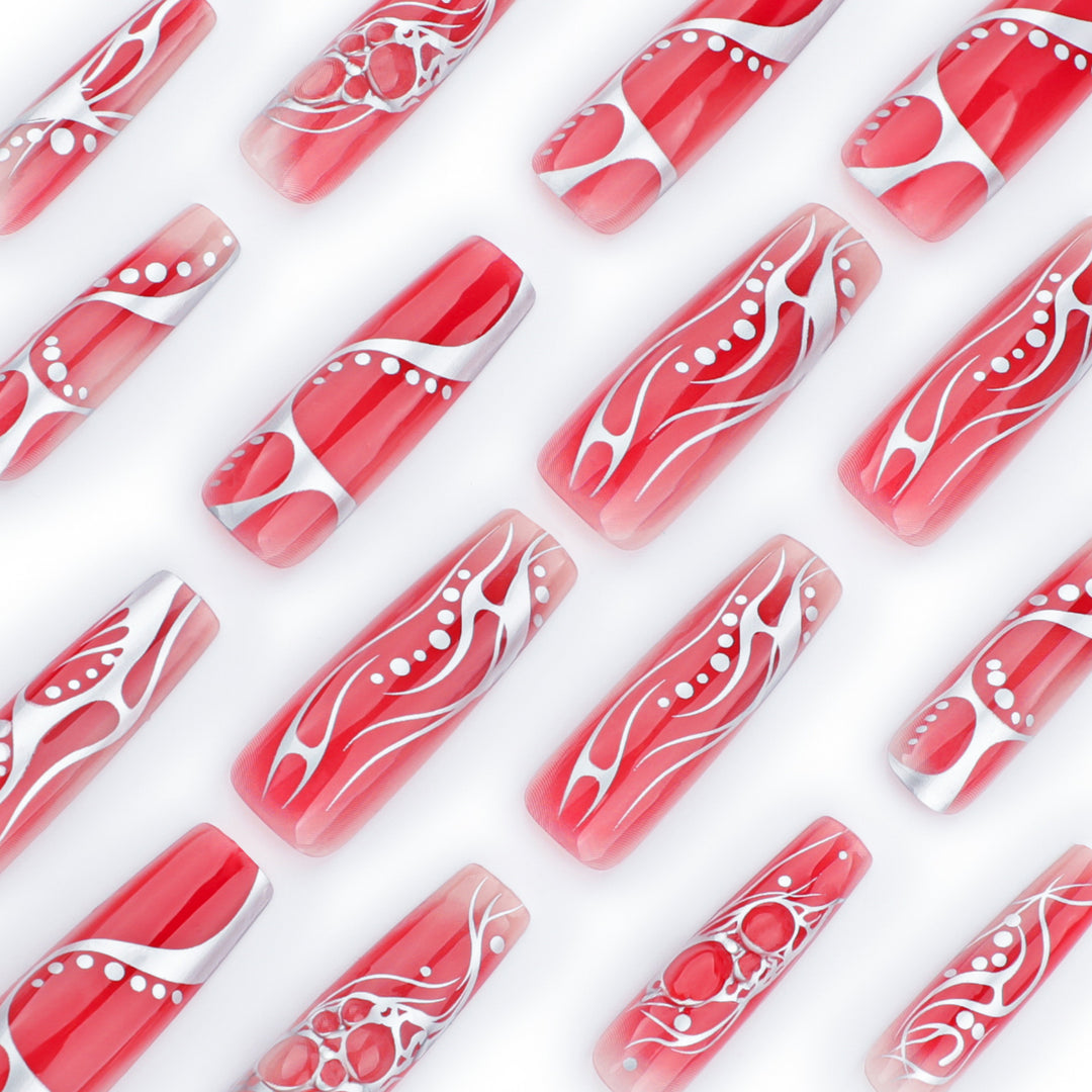 Artful nail extensions with floral and glossy design Kalsten