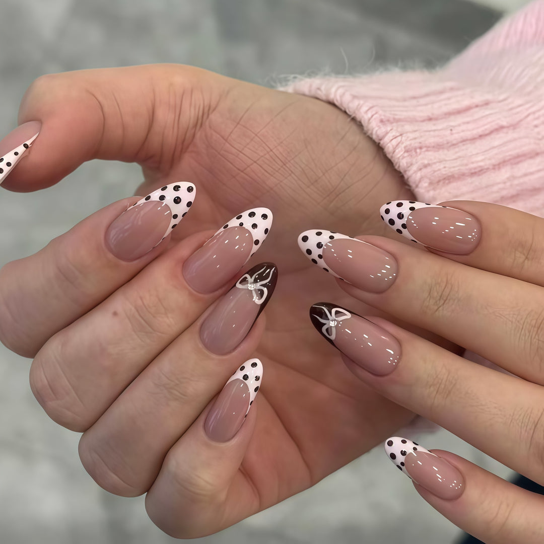 Chic Polka Dot French Tip Nail Art Extensions Kalsten