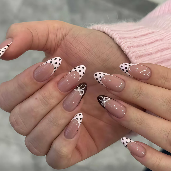 Chic Polka Dot French Tip Nail Art Extensions Kalsten