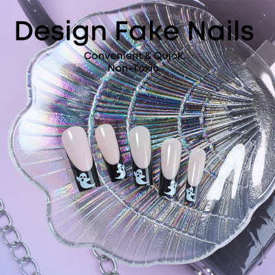 Creative Halloween Nail Art Set with Creepy Ghost Designs and Glittery Colors Kalsten