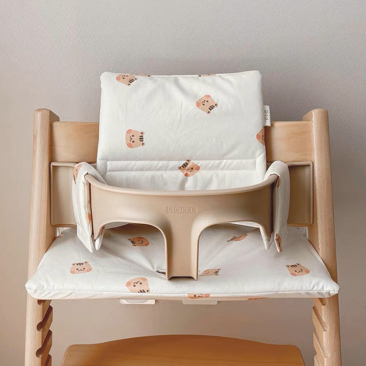 Padded Baby High Chair Cushion Set with Removable Teddy Applique