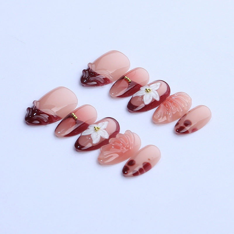 Decorative Floral Press-On Nail Art Set 1790738611