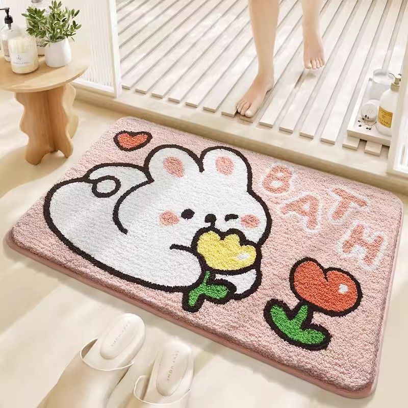 Cartoon Cat-Themed Plush Bath Mat