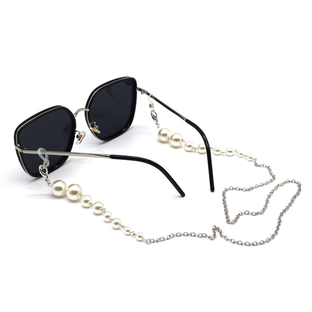 Elegant Pearl and Silver Eyewear Chain Kalsten