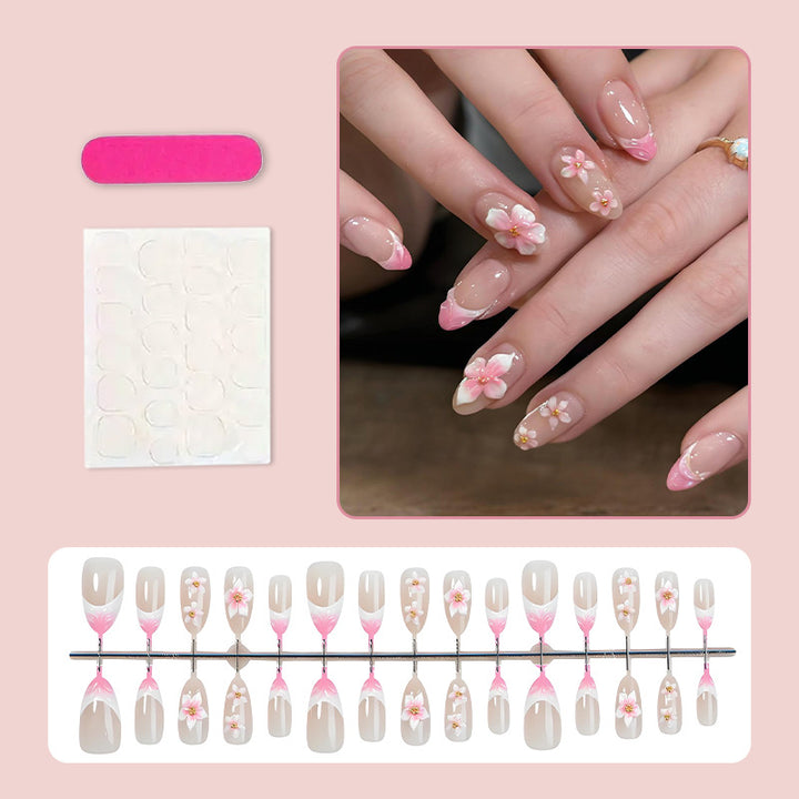 Artificial nail set with romantic flower and ombre effects Kalsten