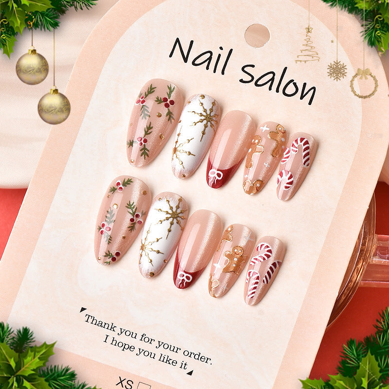 Festive Gingerbread Themed Press-On Nail Set