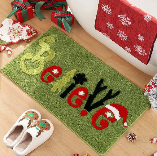 Festive Santa-Themed Bath Mat