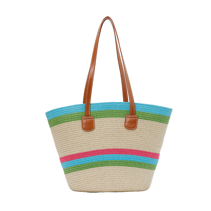 WoColorful Straw Beach Tote Bag Kalsten