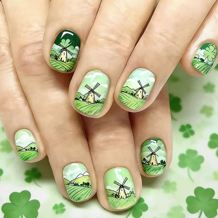 Artistic Landscape-Themed Press-On Nail Set