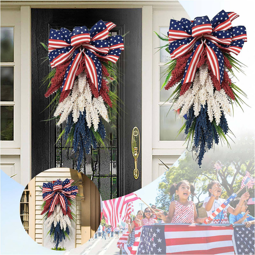Unisex hanging door decor swag with bow and artificial berry branches Kalsten