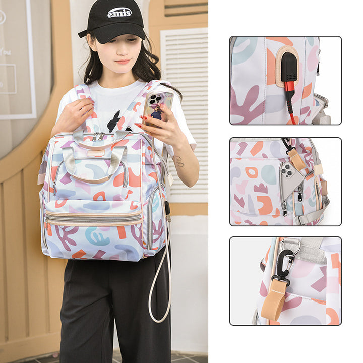 Multi-Functional Patterned Diaper Backpack Kalsten