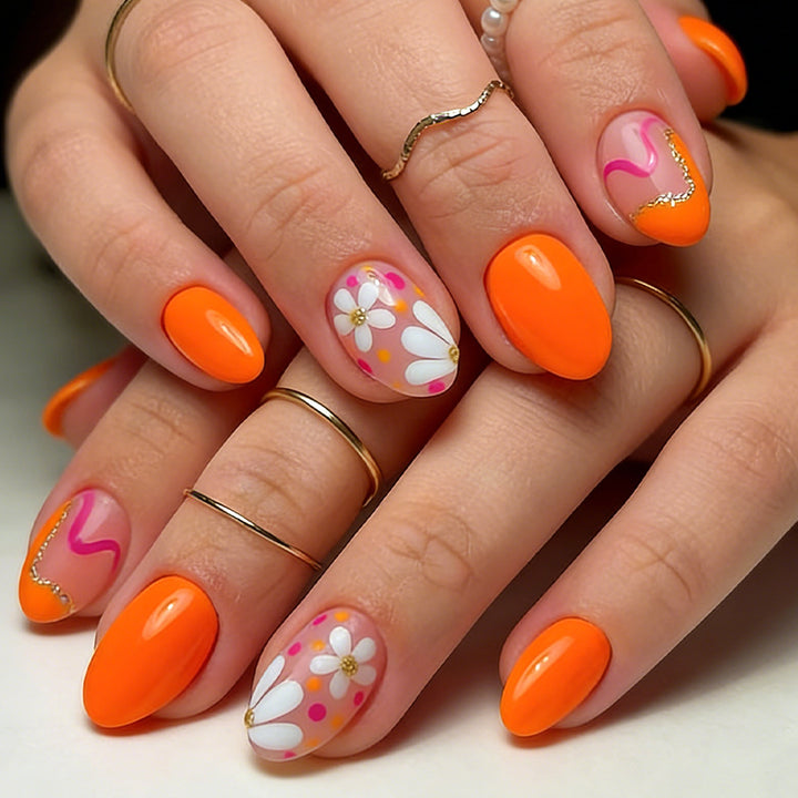 Artistic Flower Design Press-On Nails Kalsten