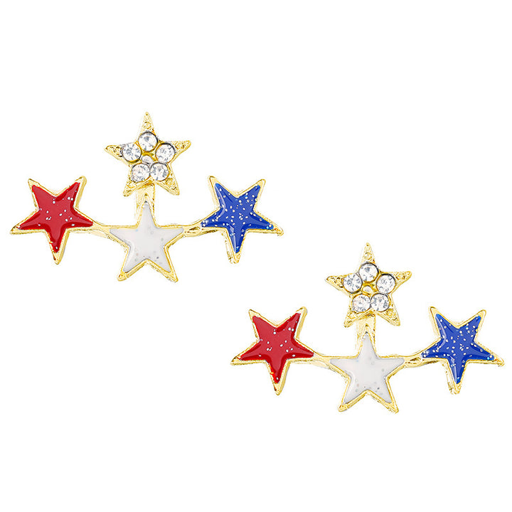 Women nan enamel horseshoe earrings with star motif and fishhook closure Kalsten