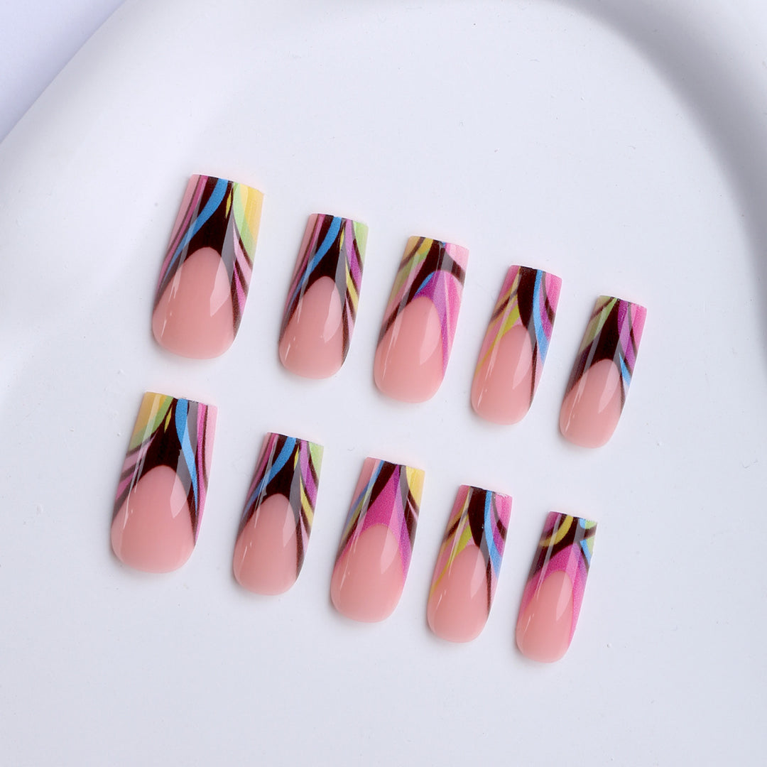 Artificial nails in modern design with colorful accents Kalsten
