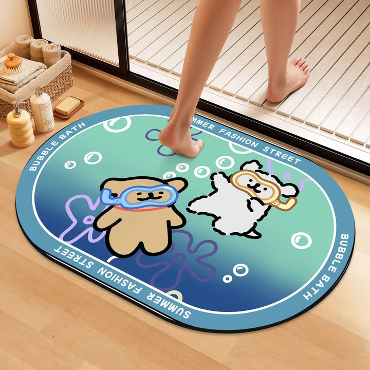 Playful Cartoon Dog Bath Mat Kalsten