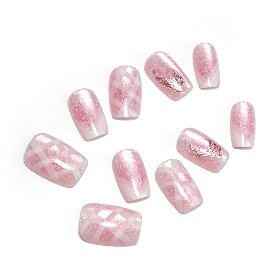 Nail art set with glamorous glitter and diagonal design Kalsten