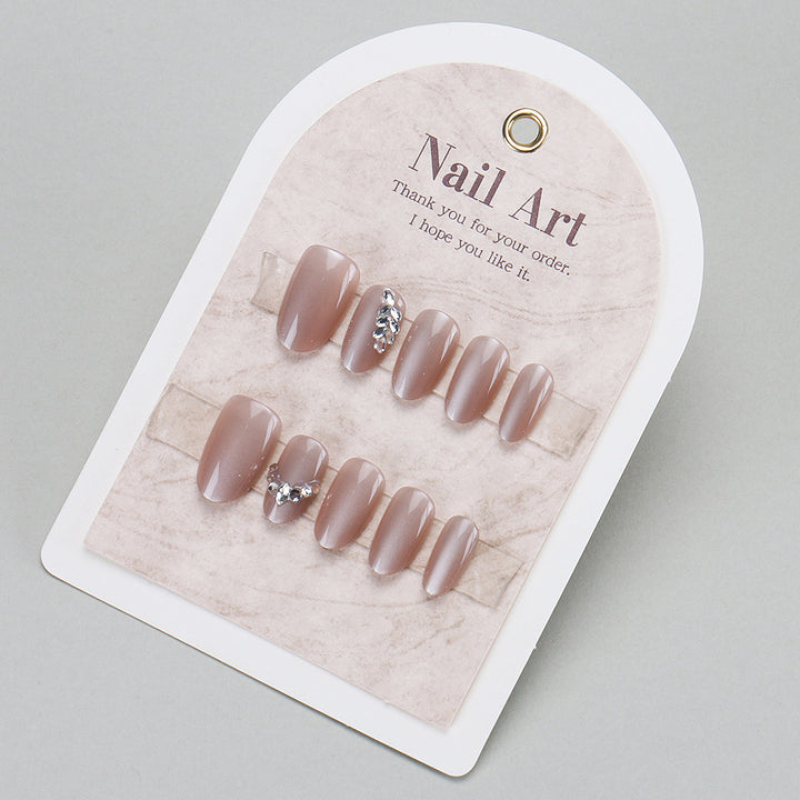 Stylish Press-On Nail Set with Elegant Glitter Accents Kalsten
