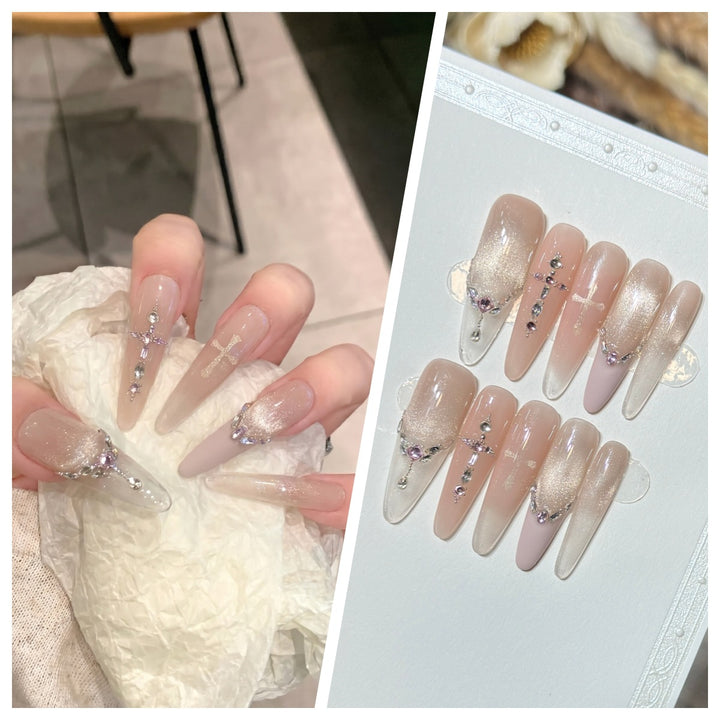 Artistic Stiletto Press-On Nail Set with Charming Patterns Kalsten