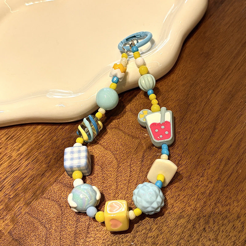 Playful Food-Themed Beaded Keychain Kalsten